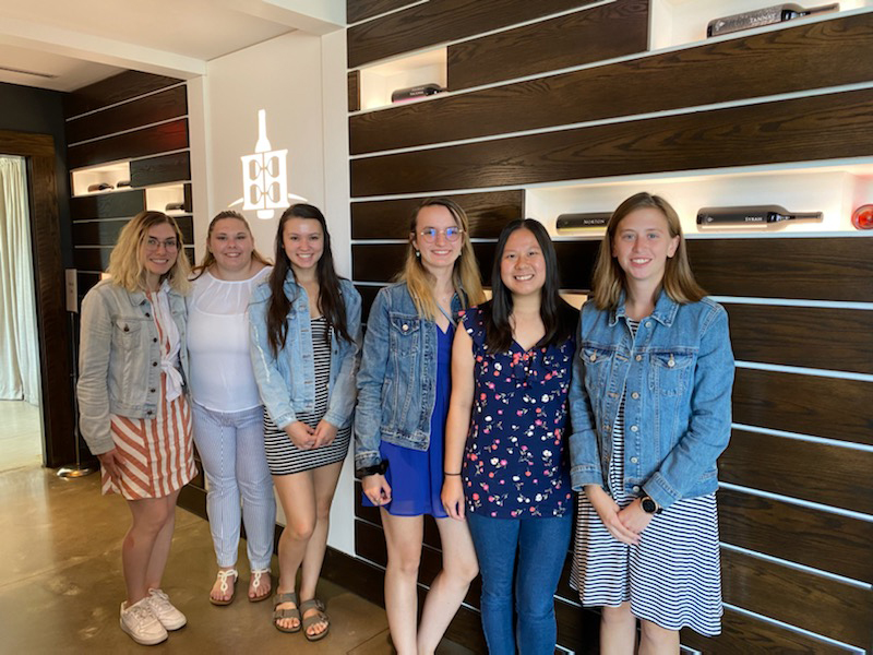 Dining & Culinary summer food service management interns. From Left: Brittany Griffen, Elizabeth Helmick, Kayla Jewell, Isabella Przybylo, Samantha Toy and Hope Nixon.