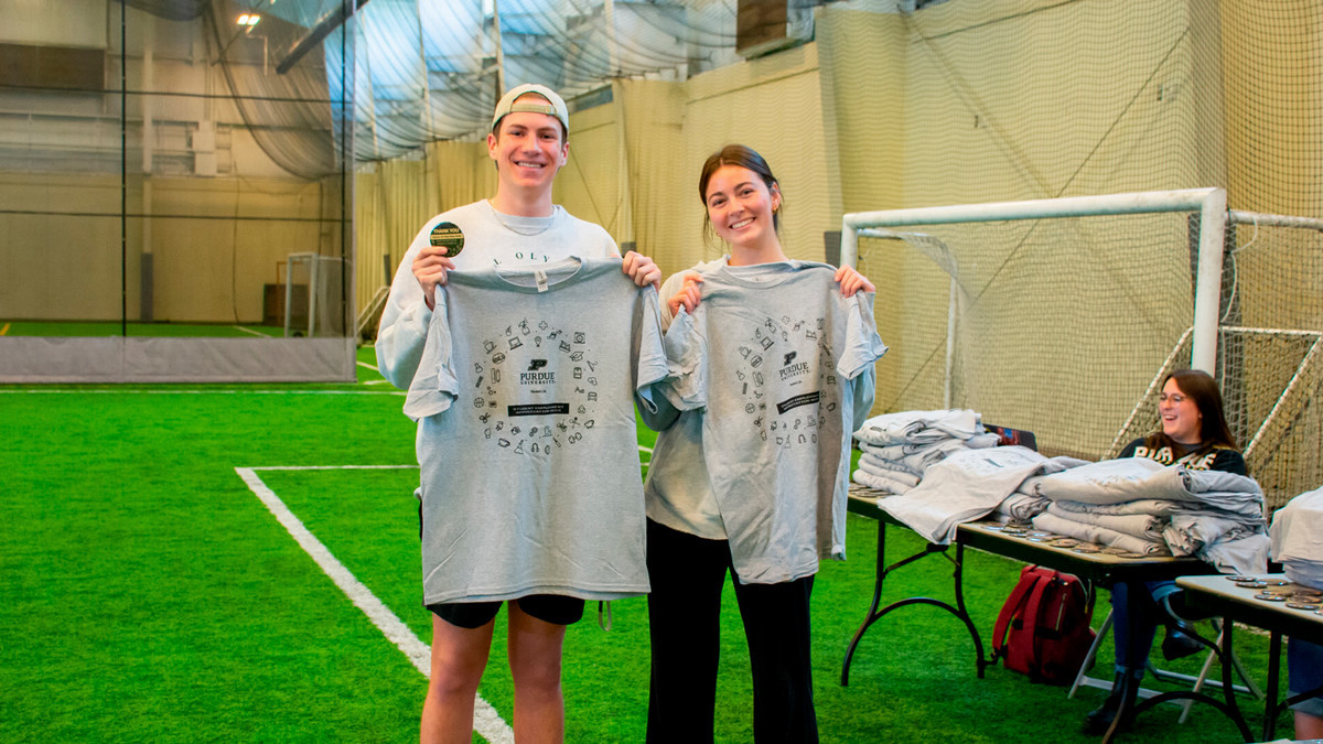 Two student employees at the student employee appreciation event.