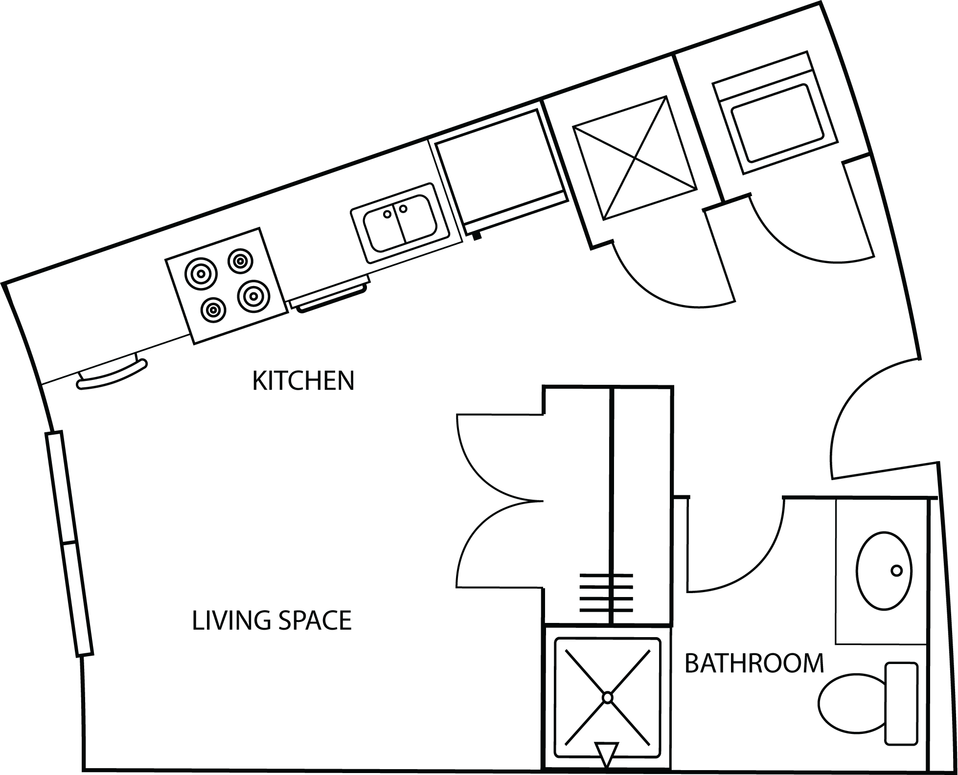 Illustration of Aspire's Endeavour Floor plan, a studio apartment for 1 Person