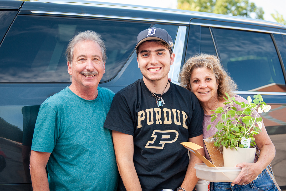 Family poses during move-in. 