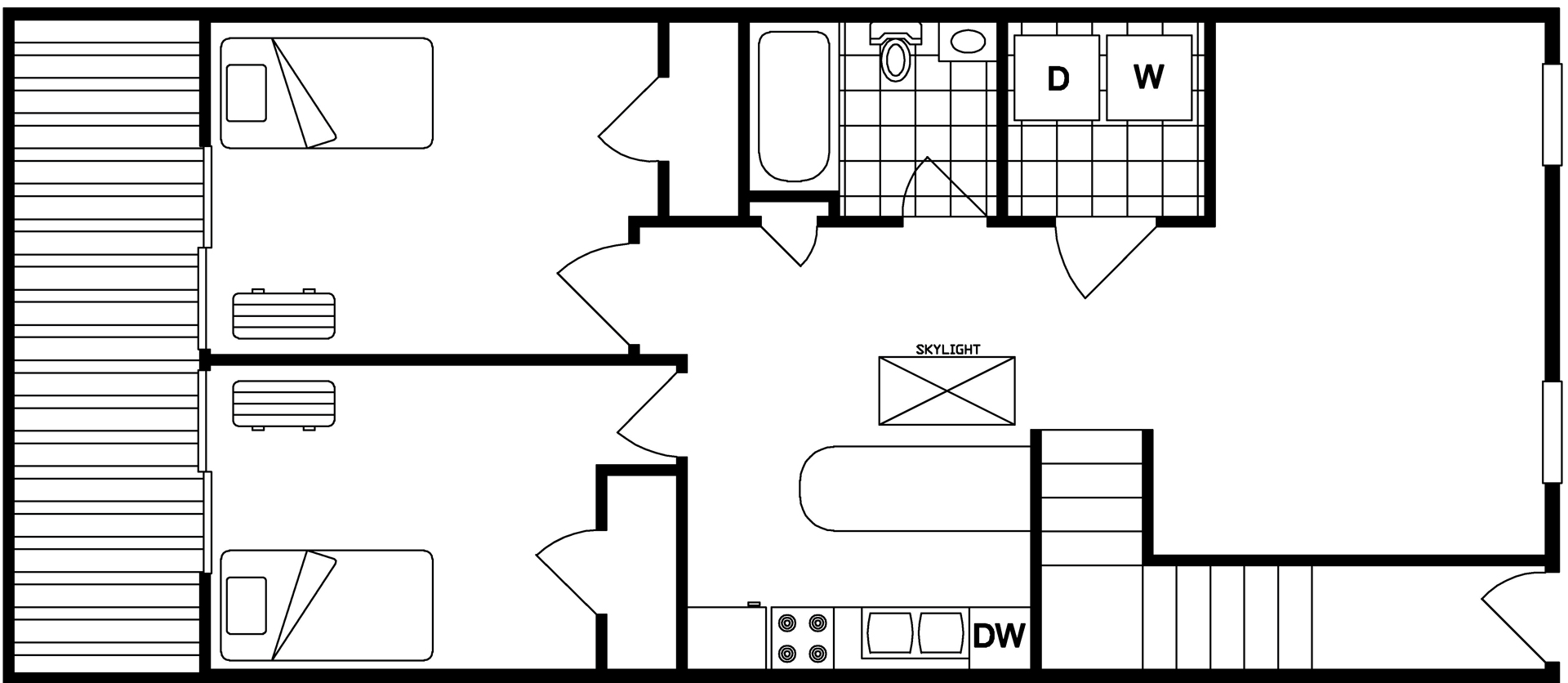Floor Plan for Benchmark III's 2 Bedroom Layout