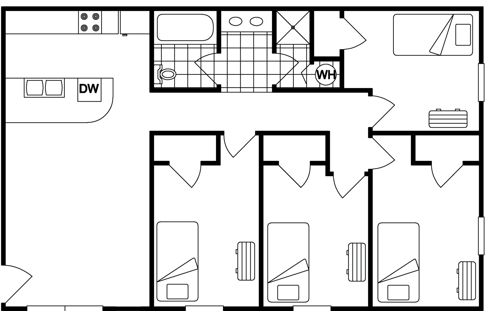 4 Bedroom Floor Plan Example A Illustration