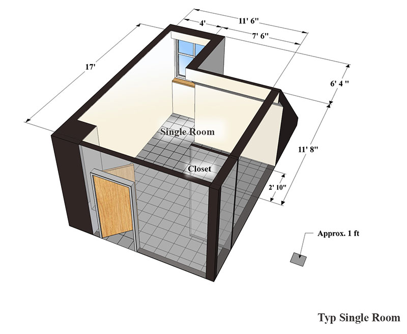 Honors College & Residences Sixth Floor Single Floor Plan illustration